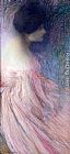 Femme Paintings - Femme en robe rose by Edmond Francois Aman-Jean